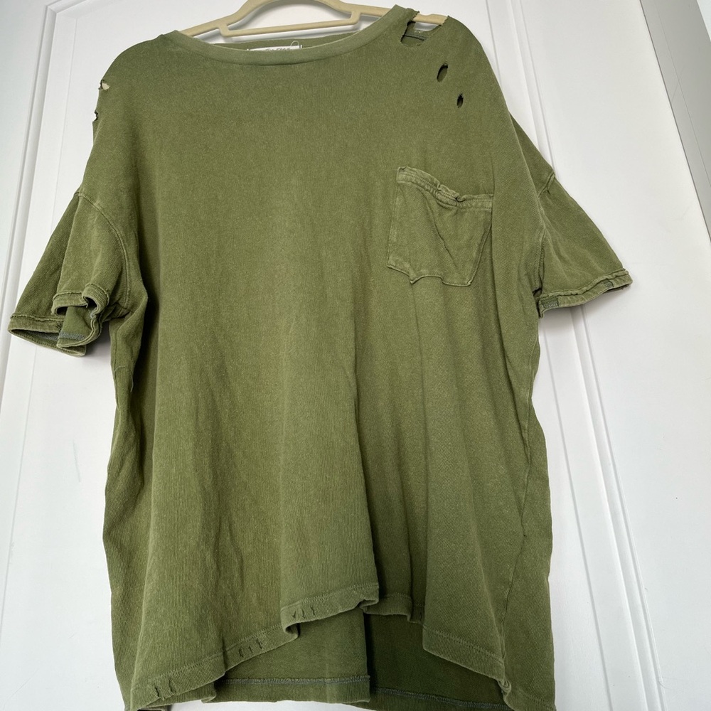 We the Free Free People Rubi distressed oversized pocket tee Large L